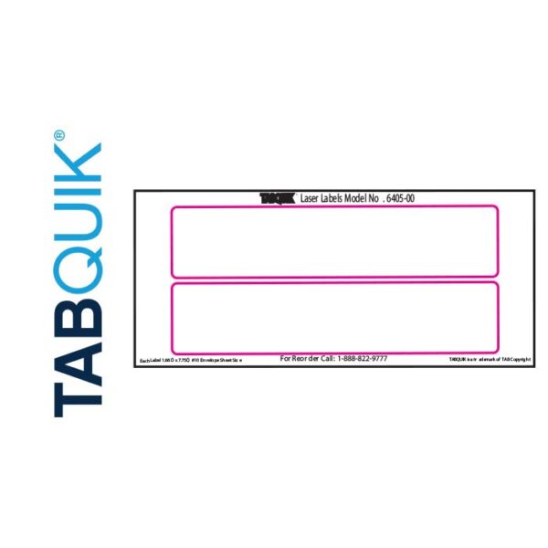Image of TABQUIK, Printer Labels, TABQUIK.com Internet Click Models, Laser, #10 Envelope Size Sheet, 2 Labels/Sheet, 200 Labels plus 200 Clicks (Model #6405-00-CLCOM)