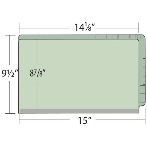 Image of Type II Green/Gray Pressboard Classification Folders with 2 Dividers, 3" Expansion, 6 Fasteners, Legal Size, 25 pt., 2TAB (Model #F10232T13)