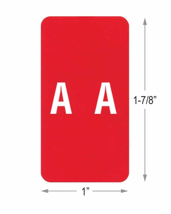 Image of 1.875 x 1 Small Alphabetic Labels AMES Red Model L A ALPHA A