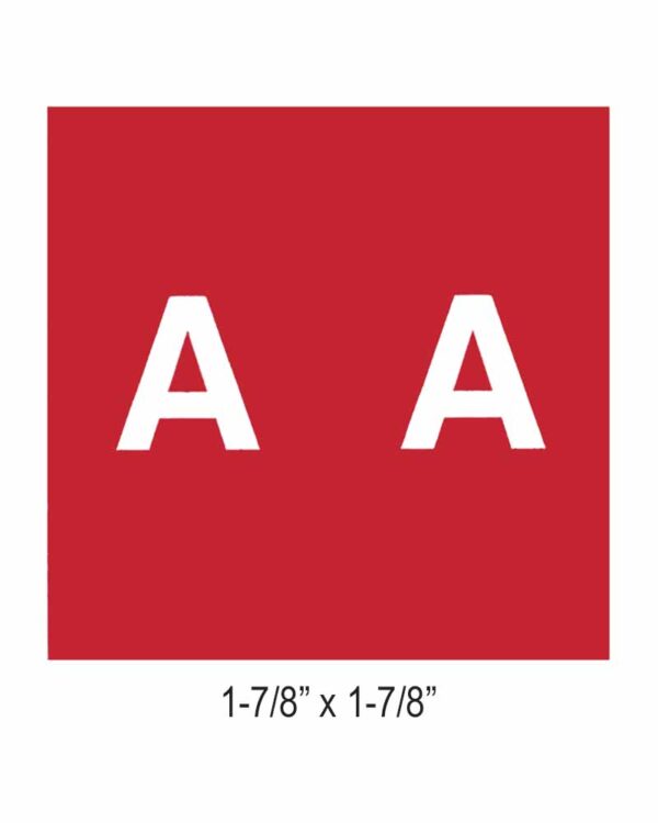 Image of 1.875 x 1.875 Large Alphabetic Labels AMES Red Model L178A